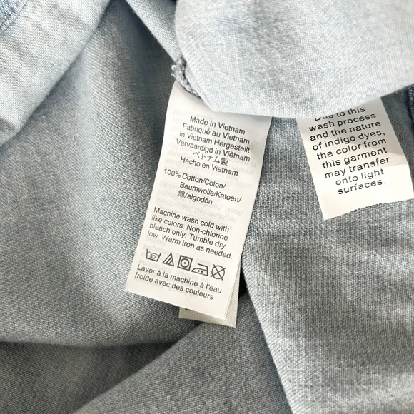 NEW Madewell Denim Puff-Sleeve Tie Back Swing Shirt in Hawes Wash Cotton Size XL - Picture 5 of 6